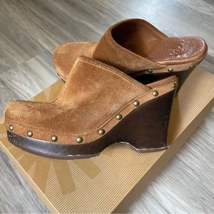 Ugg Marsalis Chestnut Suede Clog Wedges Size 5